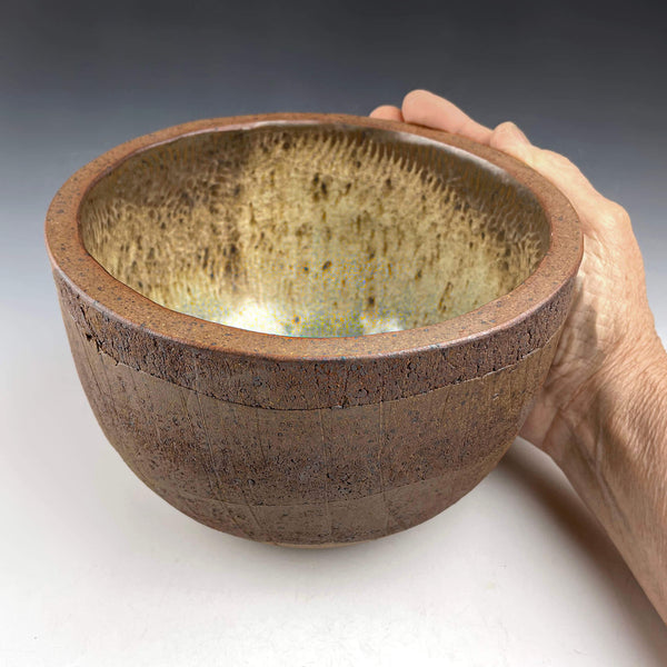 CRUCIBLE BREAD BOWL glazed with Blue Salt glaze interior