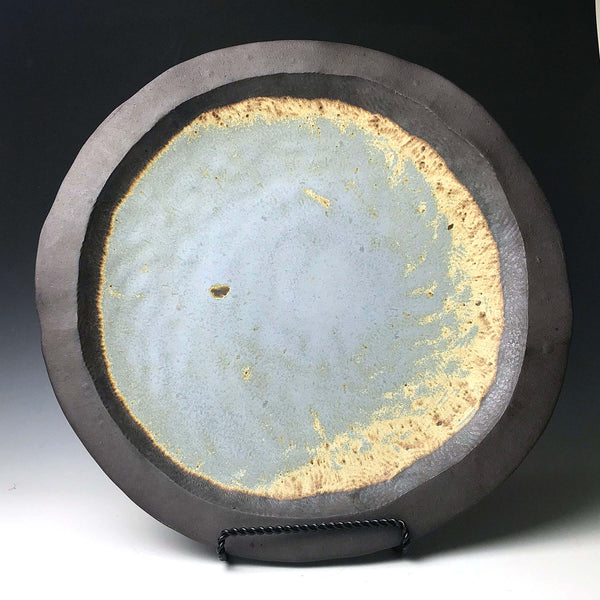 PLATTER with Rim in Blue Salt glaze