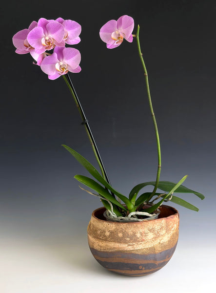 Stoneware Basket with Creme Brulee glaze #863
