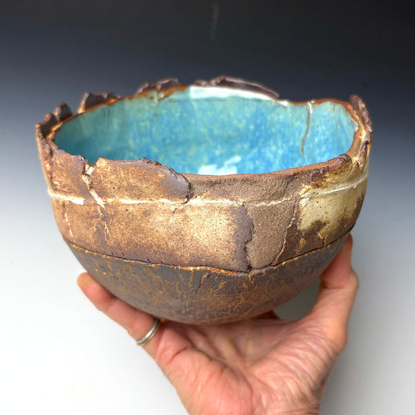 Hand & Fire Bowl with Serena Blue Glaze