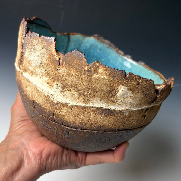 Hand & Fire Bowl with Serena Blue Glaze