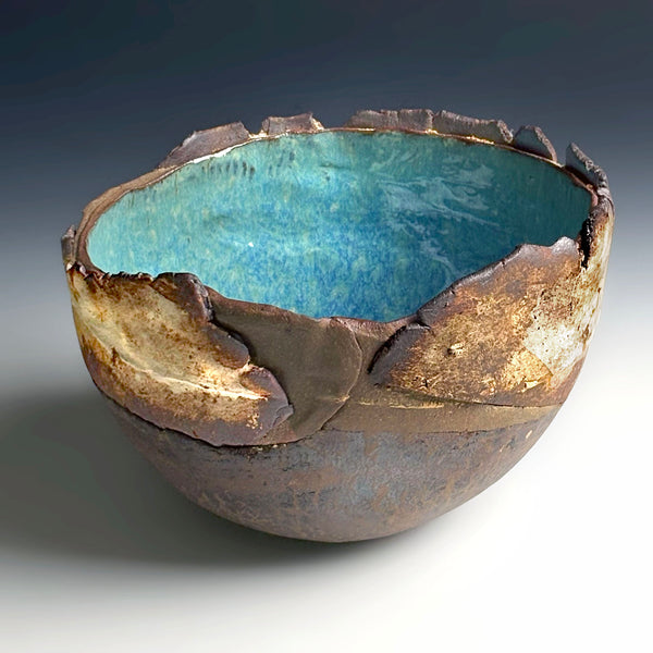 Hand & Fire Bowl with Serena Blue Glaze