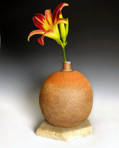 Stoneware Terra Firma Vase with Orange Stain