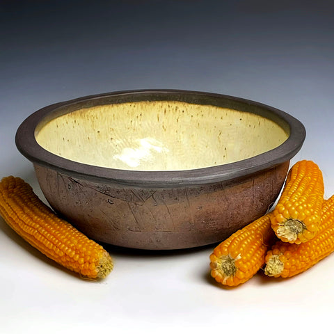 Stoneware CASSEROLE Bowl in Yellow Salt glaze