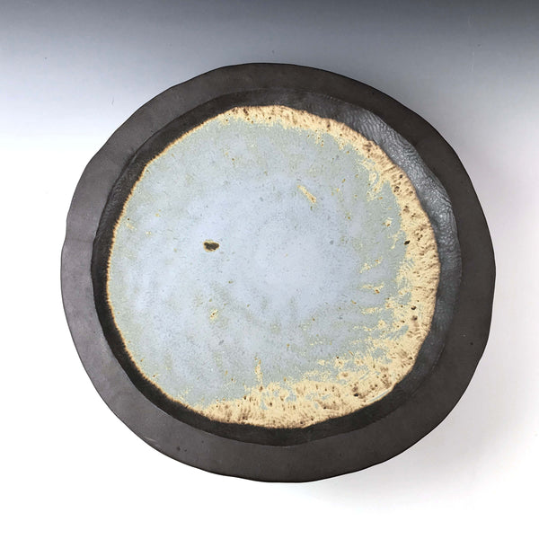 PLATTER with Rim in Blue Salt glaze
