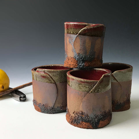 Stoneware Whiskey Cup in Ruby Red
